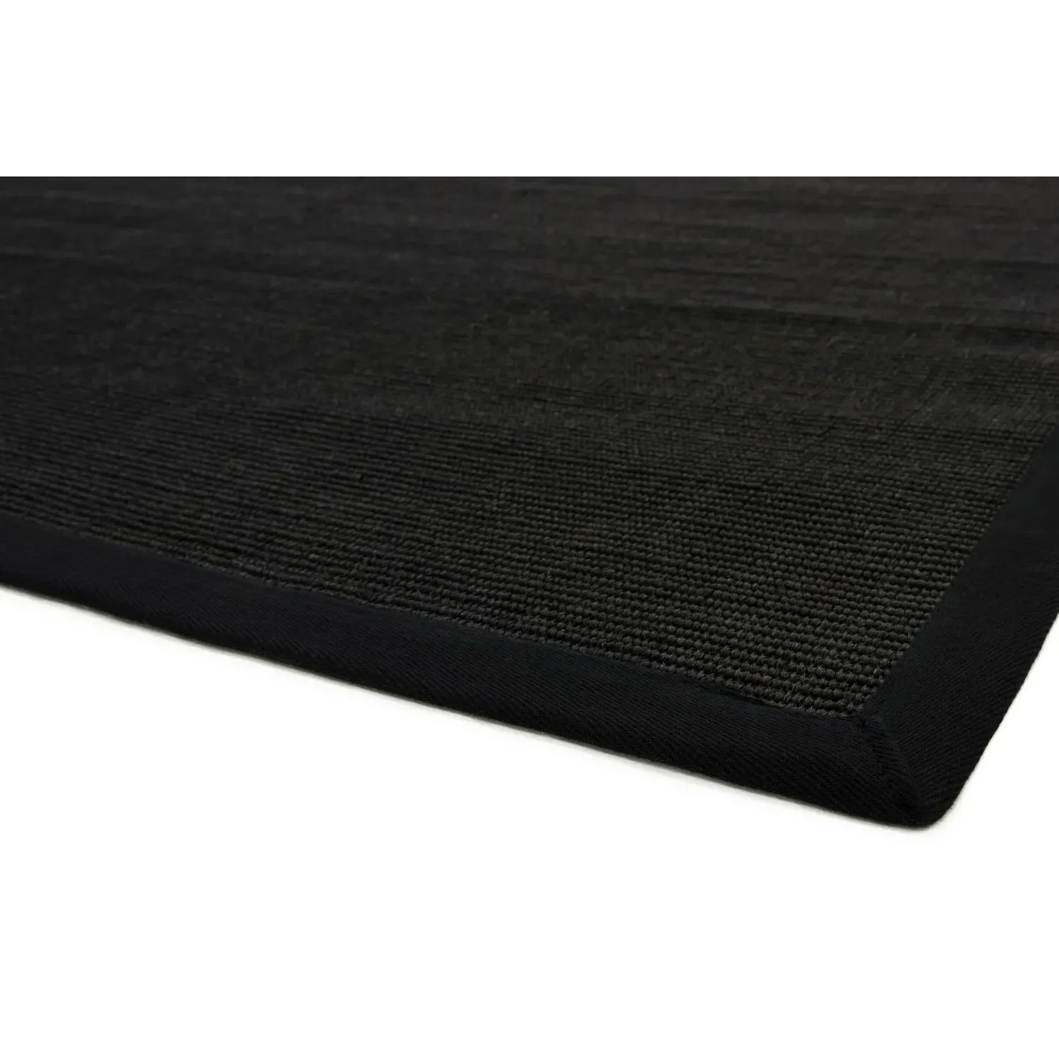 Runner Rug with Cotton Border - Black, Sisal