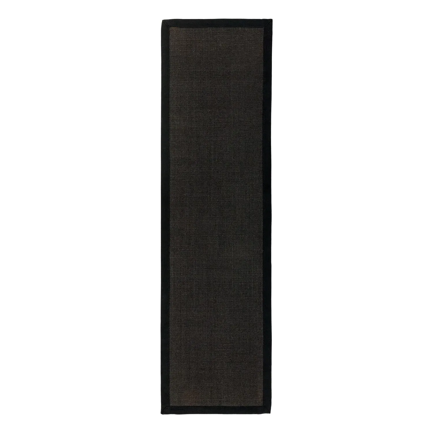 Runner Rug with Cotton Border - Black, Sisal image