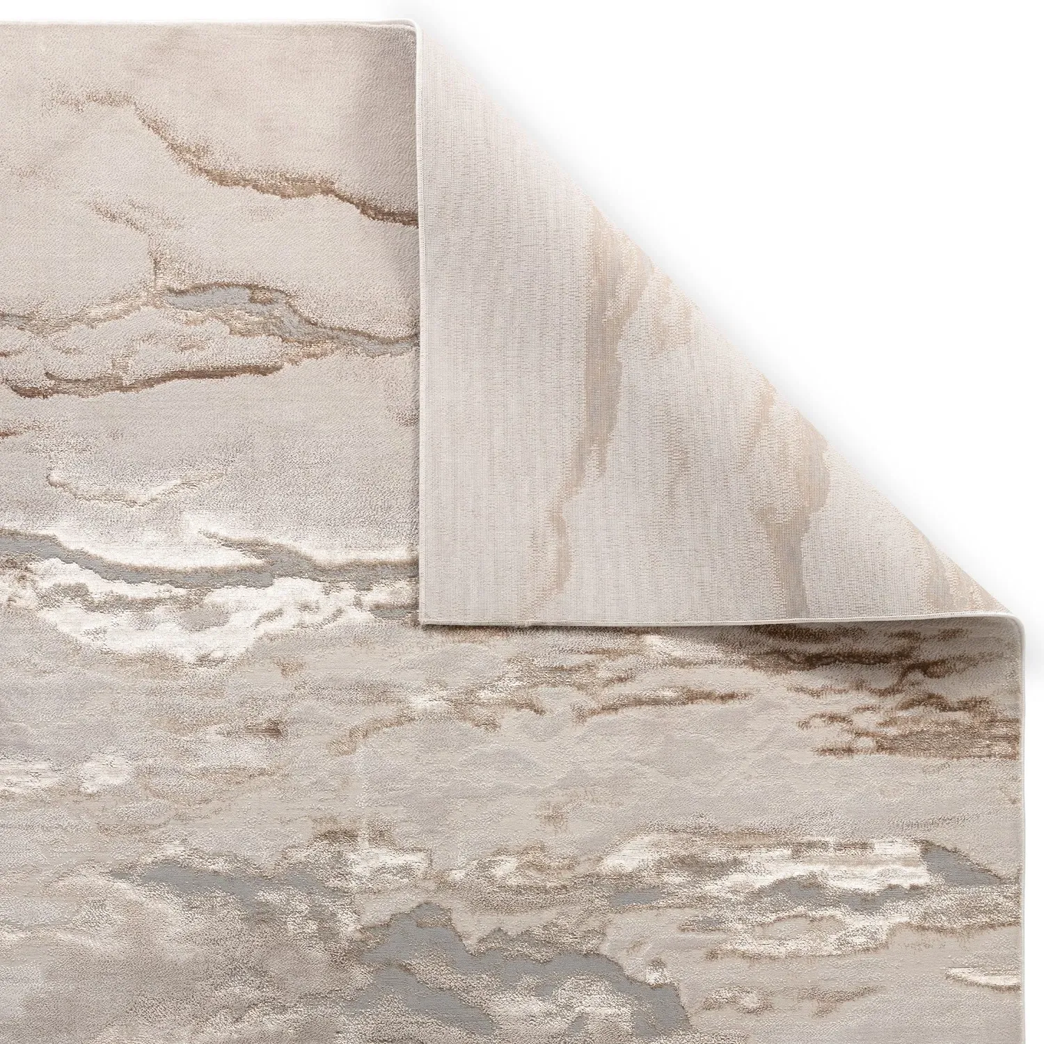 Runner Rug with Marble Effect - Beige, Polyester
