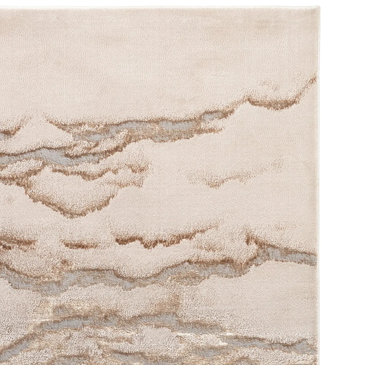 Runner Rug with Marble Effect - Beige, Polyester