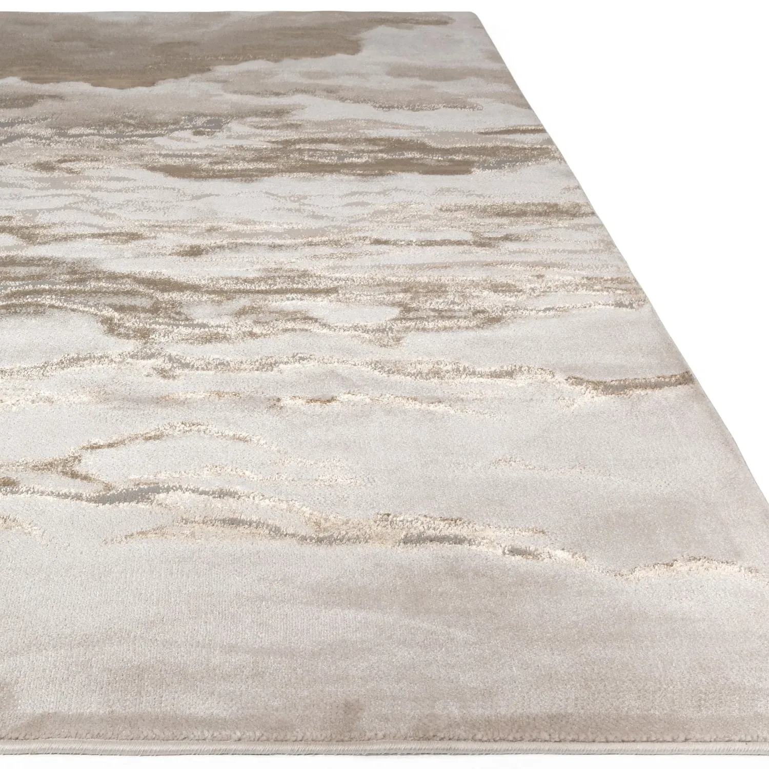 Runner Rug with Marble Effect - Beige, Polyester