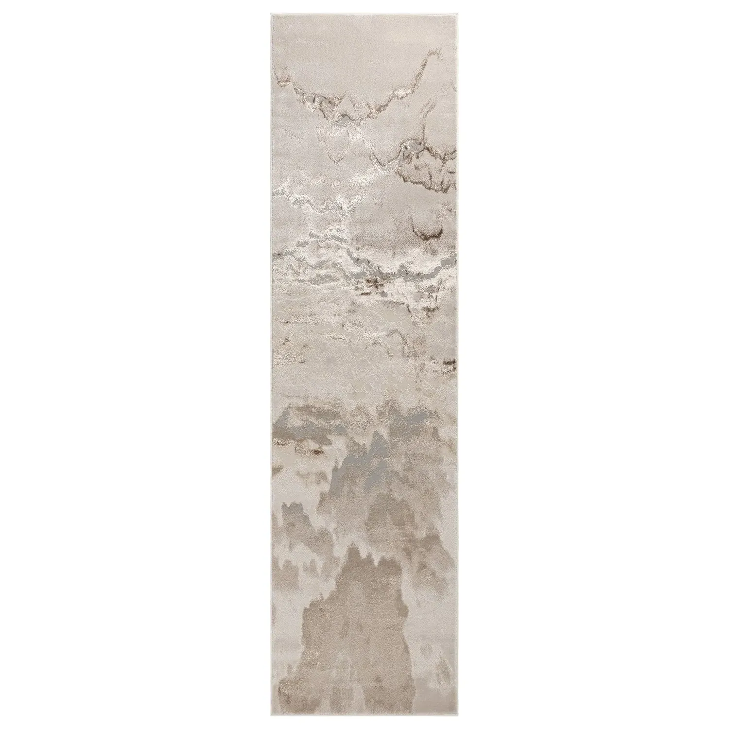 Runner Rug with Marble Effect - Beige, Polyester image