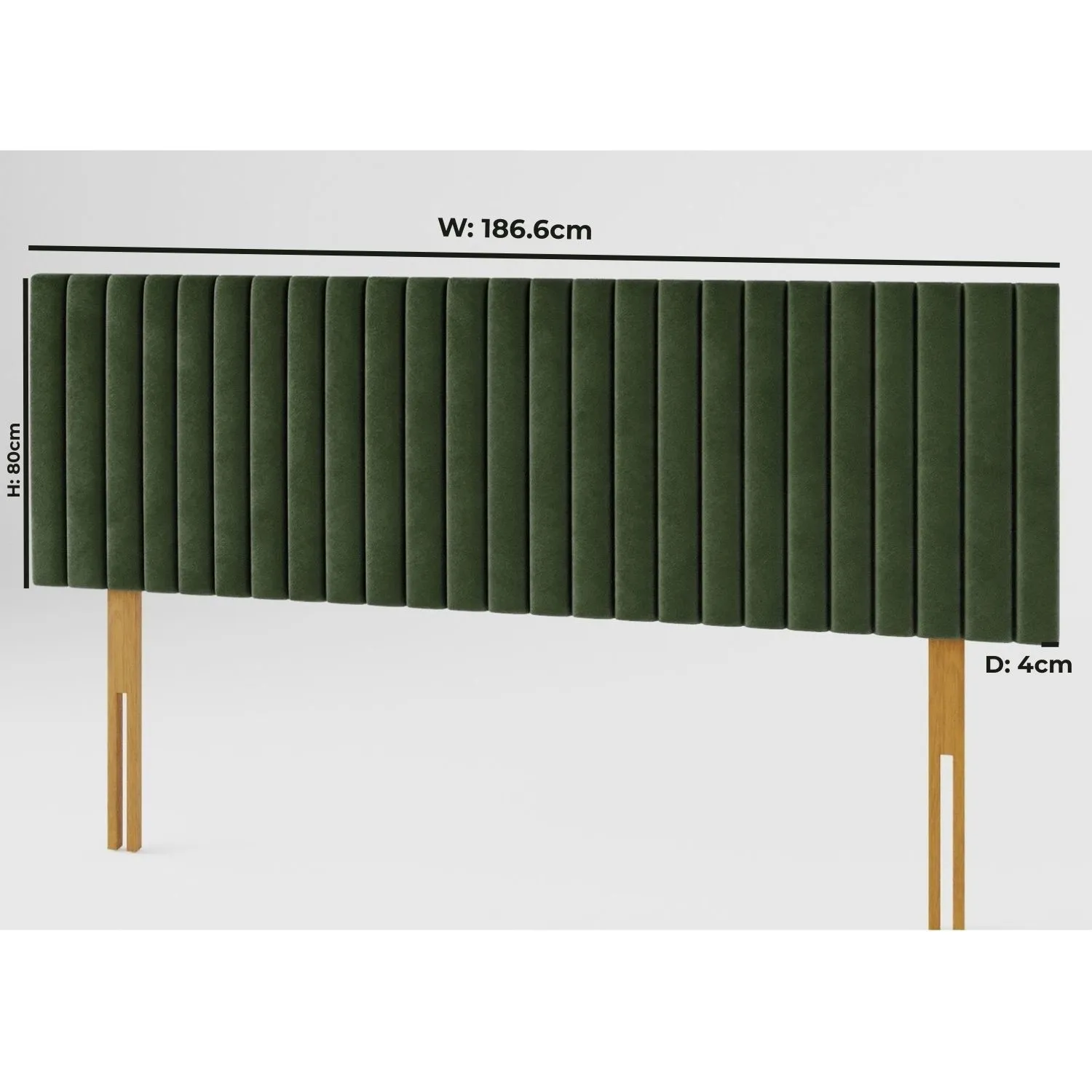 Super King Headboard Striped - Green, Velvet