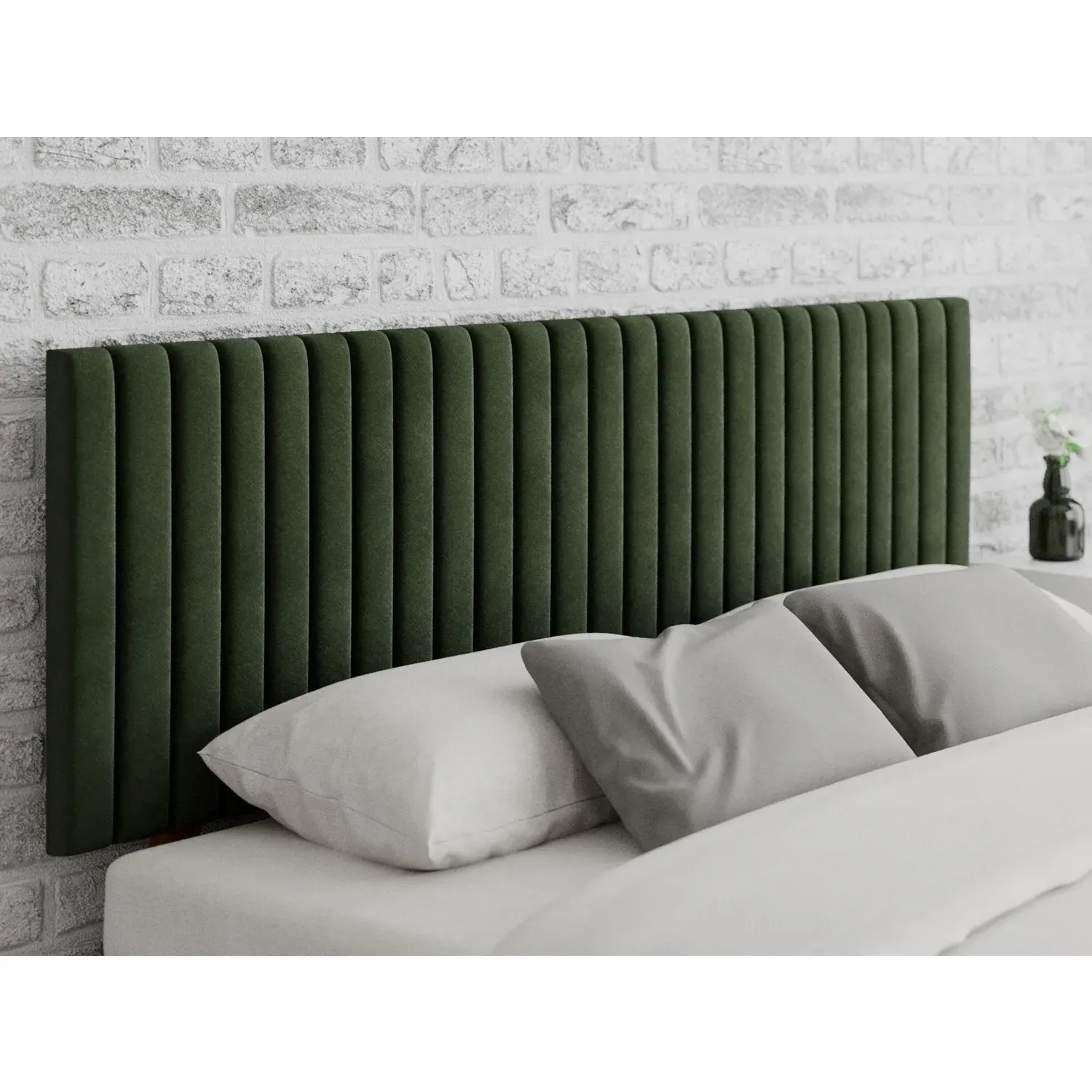 Super King Headboard Striped - Green, Velvet image