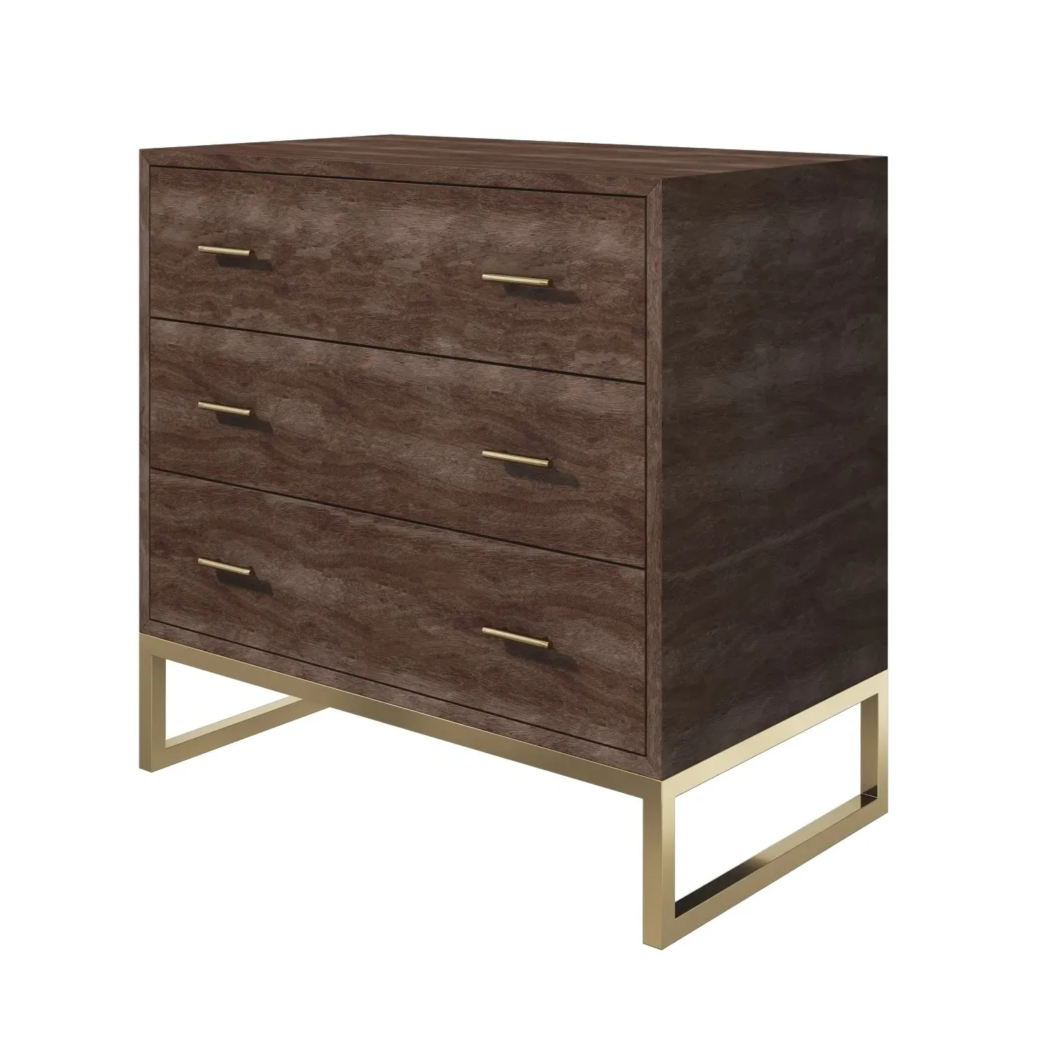 3-Drawer Chest with Legs - Walnut, Mango Wood