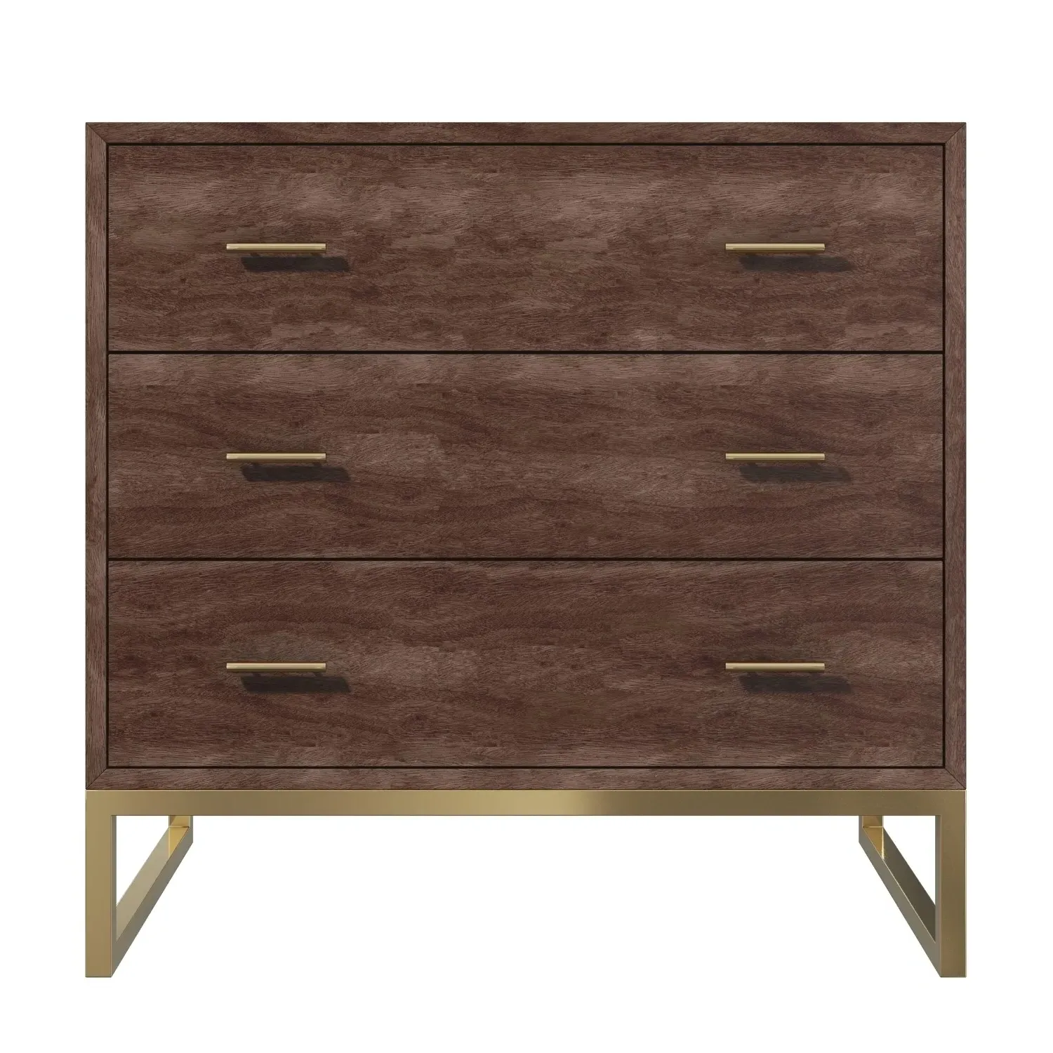 3-Drawer Chest with Legs - Walnut, Mango Wood