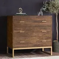 3-Drawer Chest with Legs - Walnut, Mango Wood