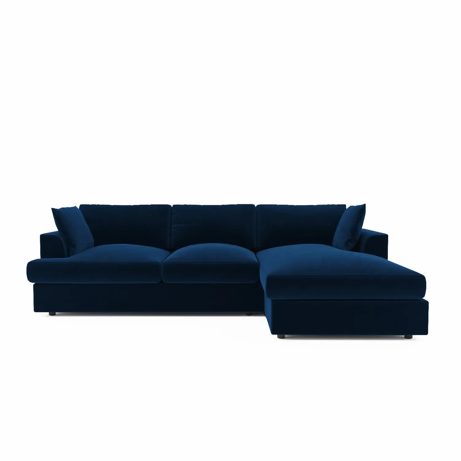 L-Shaped 4-Seater Chaise Sofa - Navy, Velvet