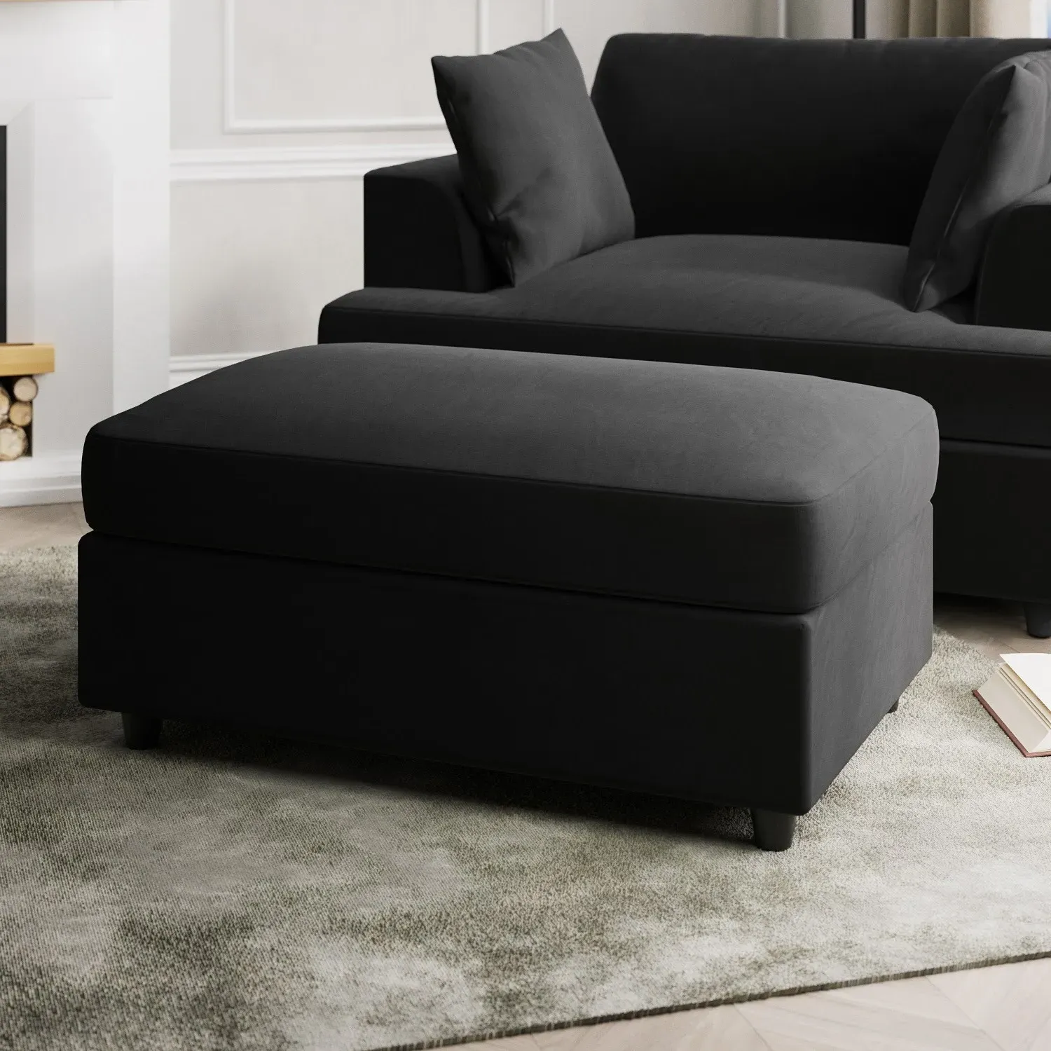 L-Shaped Corner Sofa Set with Chaise - Grey, Velvet