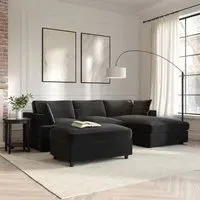 L-Shaped Corner Sofa Set with Chaise - Grey, Velvet