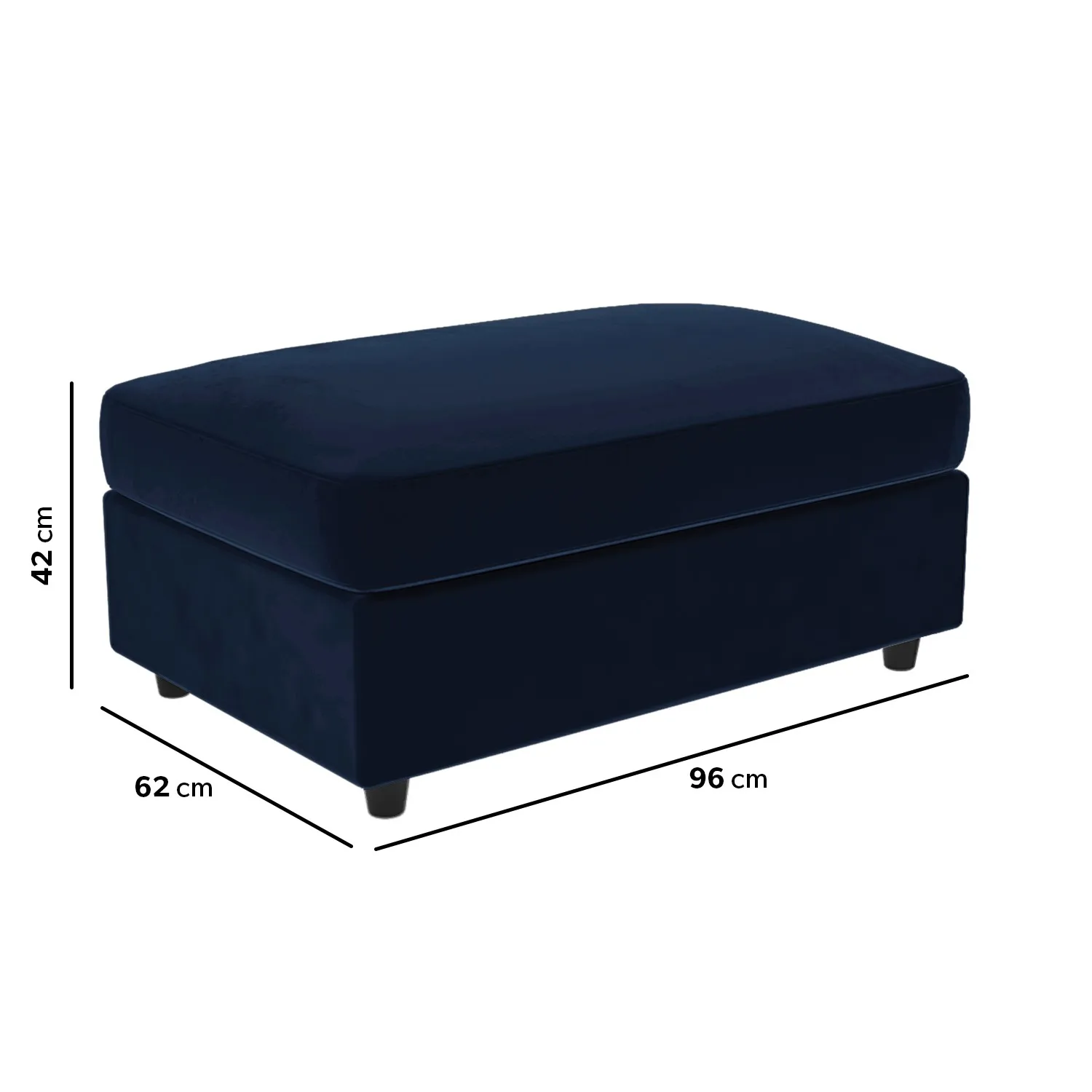L-Shaped Corner Sofa Set with Chaise - Navy, Velvet