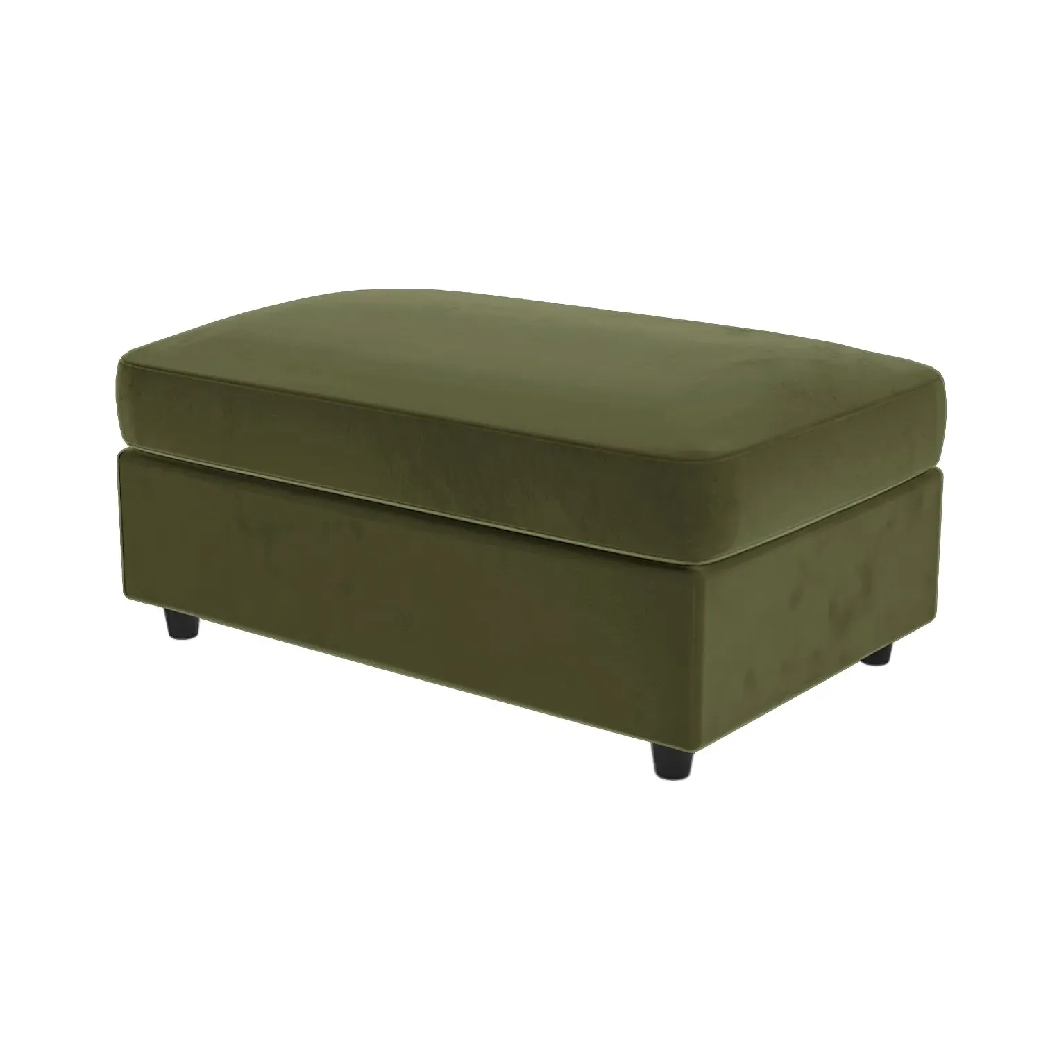Large Footstool with Foam Fill - Green, Velvet