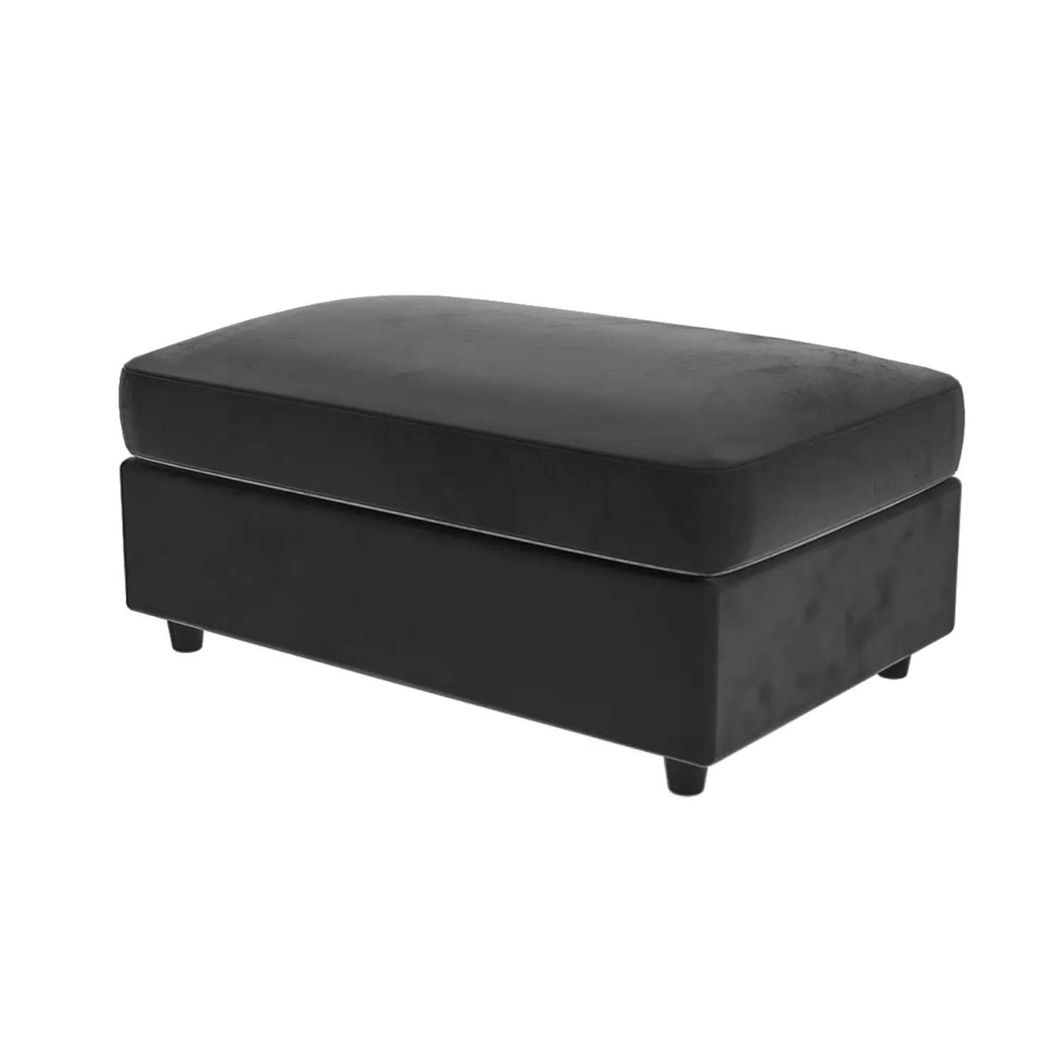 Large Footstool with Foam Fill - Grey, Velvet