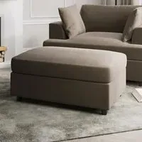Large Footstool with Foam Fill - Mink, Velvet