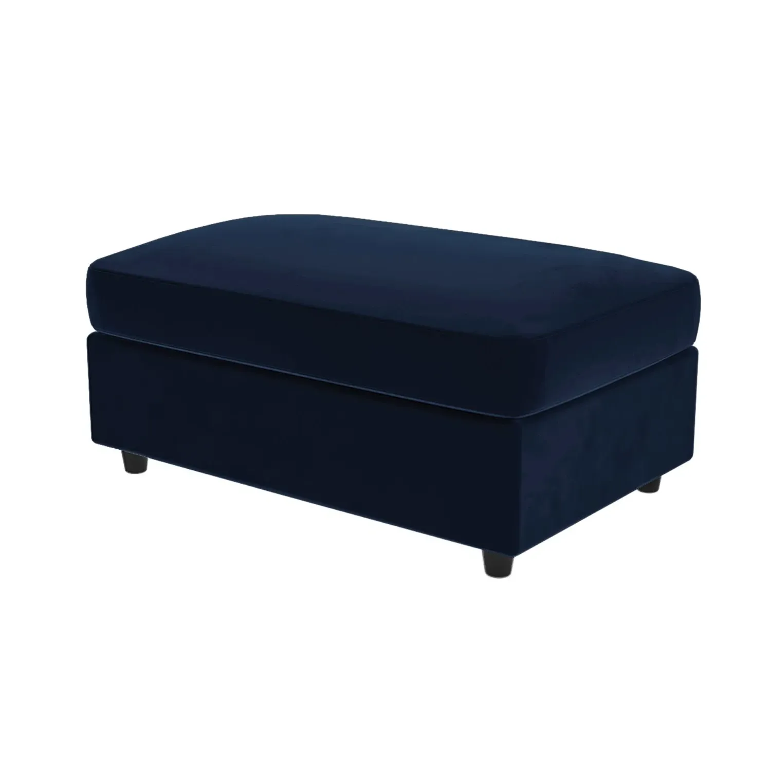 Large Footstool with Foam Fill - Navy, Velvet