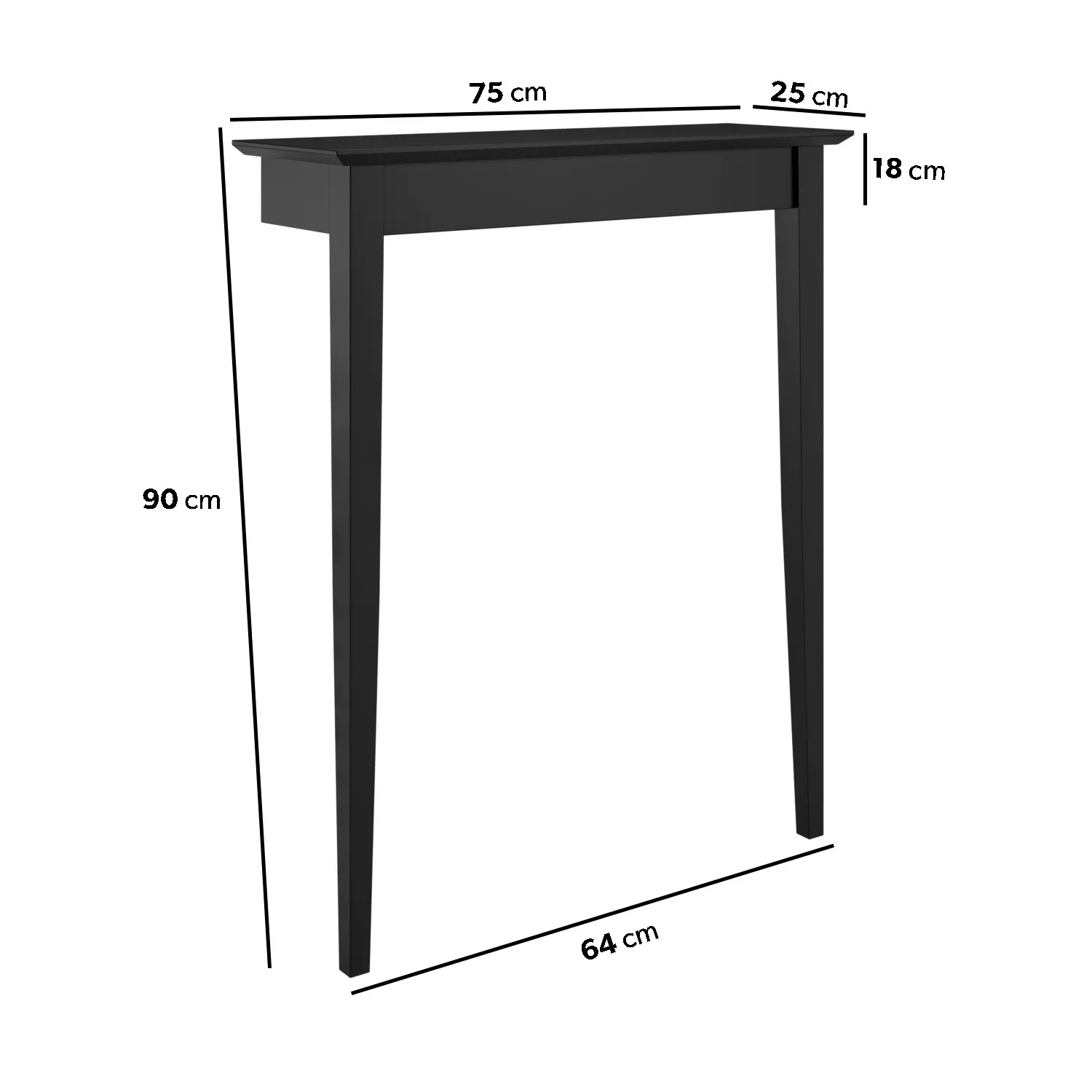 Extra Small Wall Console Table - Black, MDF