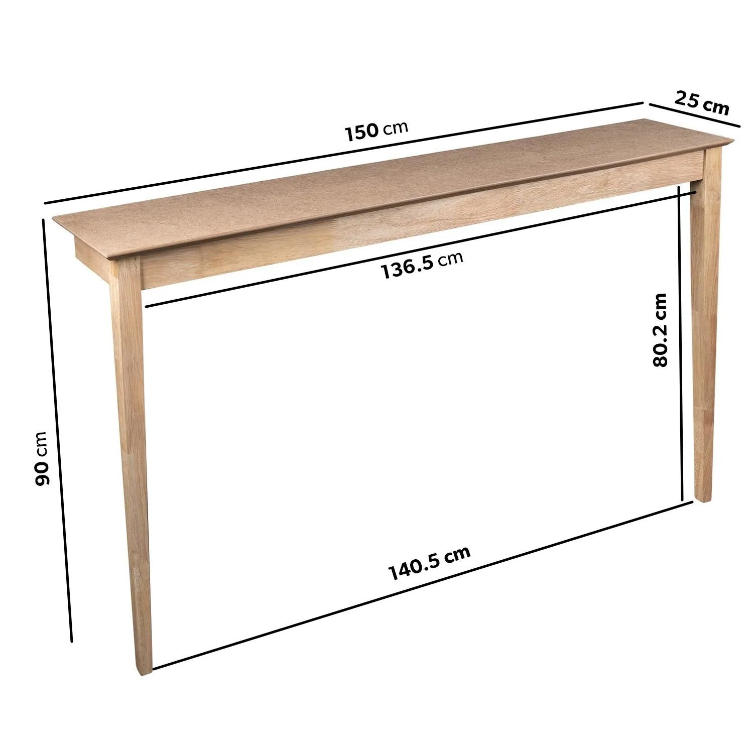 Large Wall Mounted Console Table - Natural, MDF