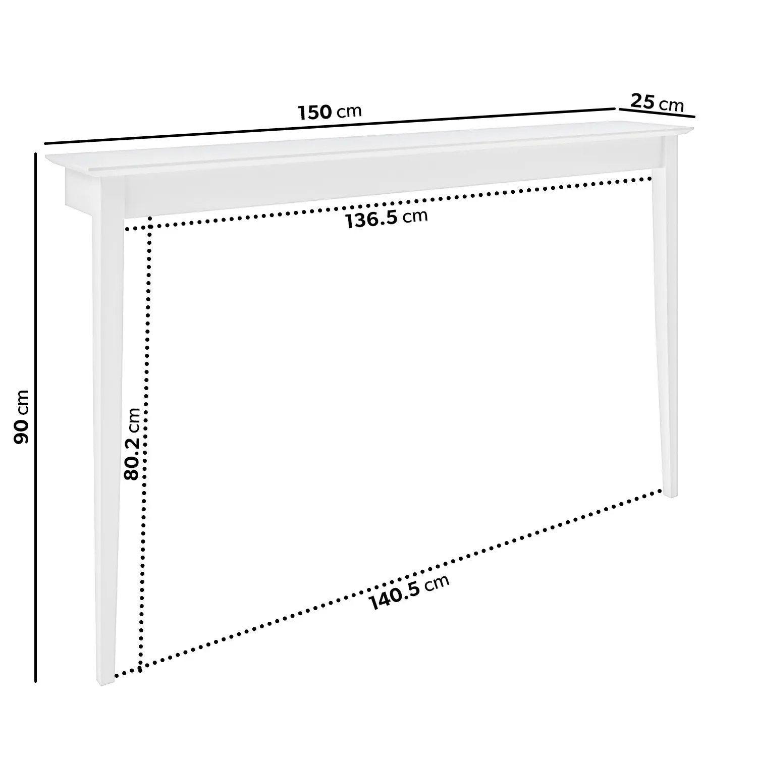 Large Wall Mounted Console Table - White, Wood