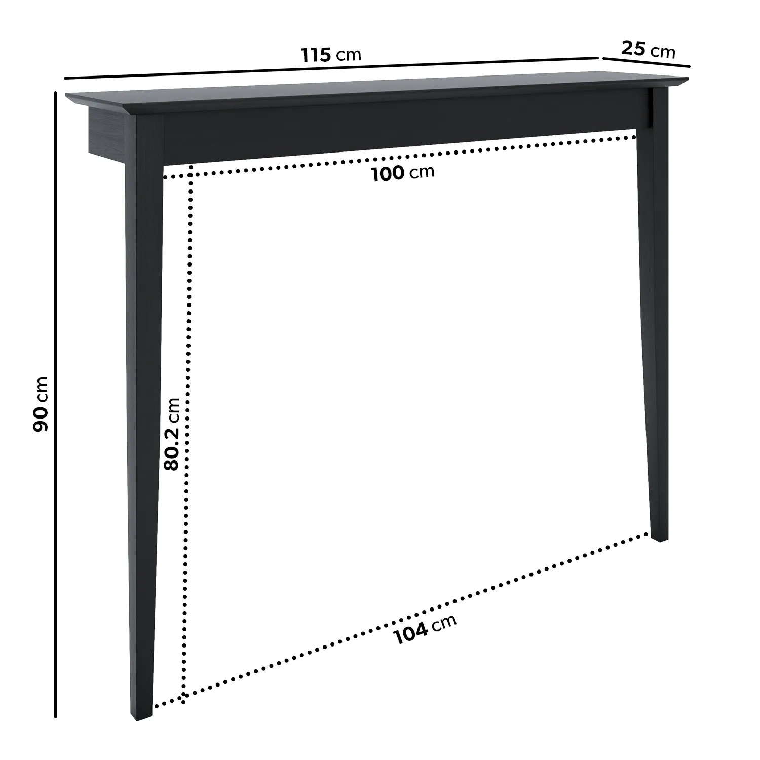 Small Wall Mounted Console Table - Black, Wood