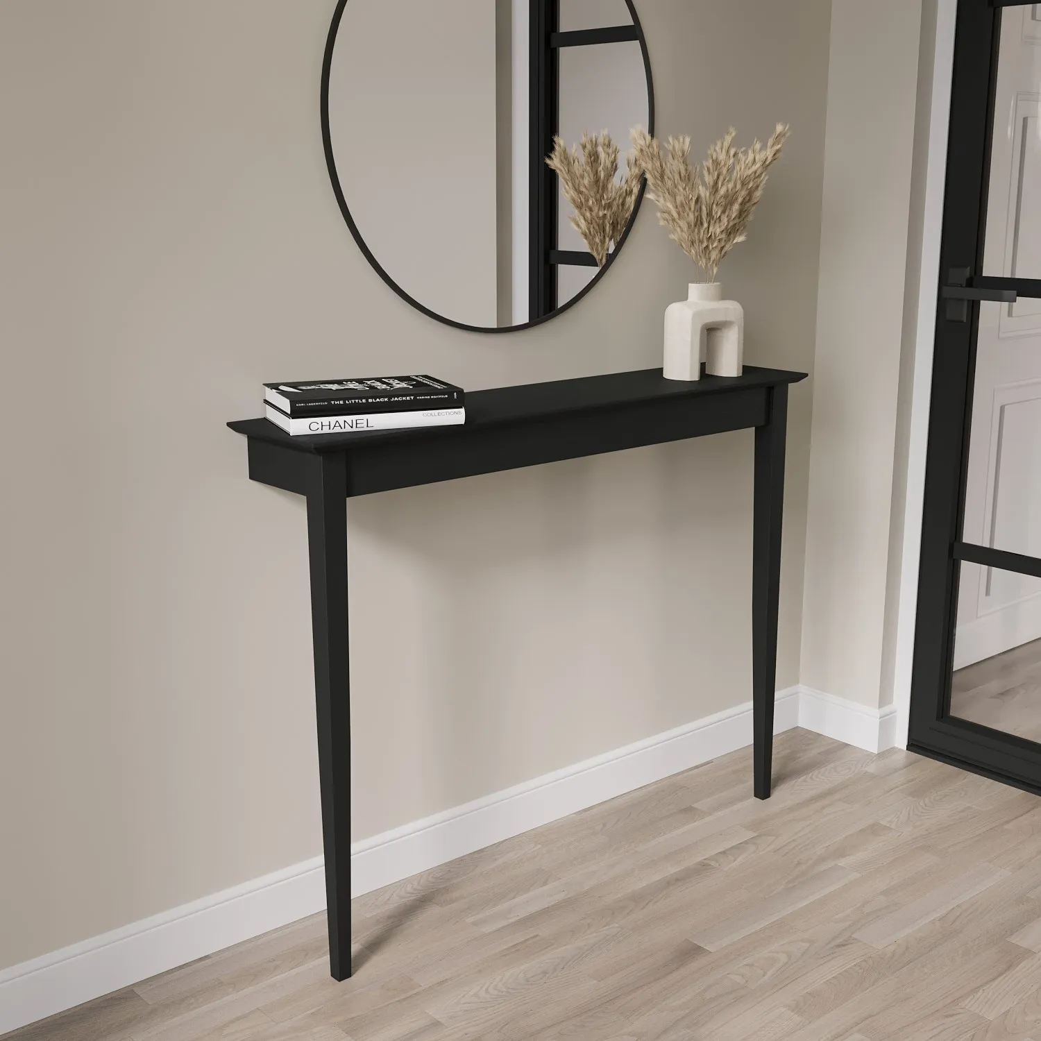 Small Wall Mounted Console Table - Black, Wood