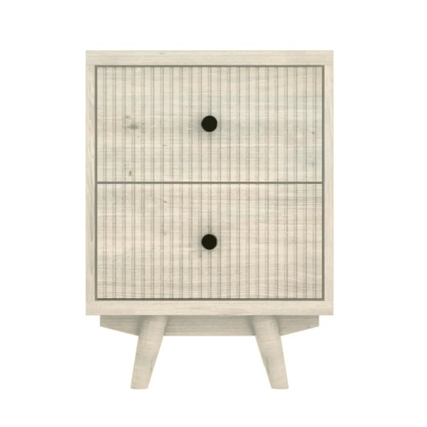 2-Drawer Bedside Table with Legs - Cream, Mango Wood
