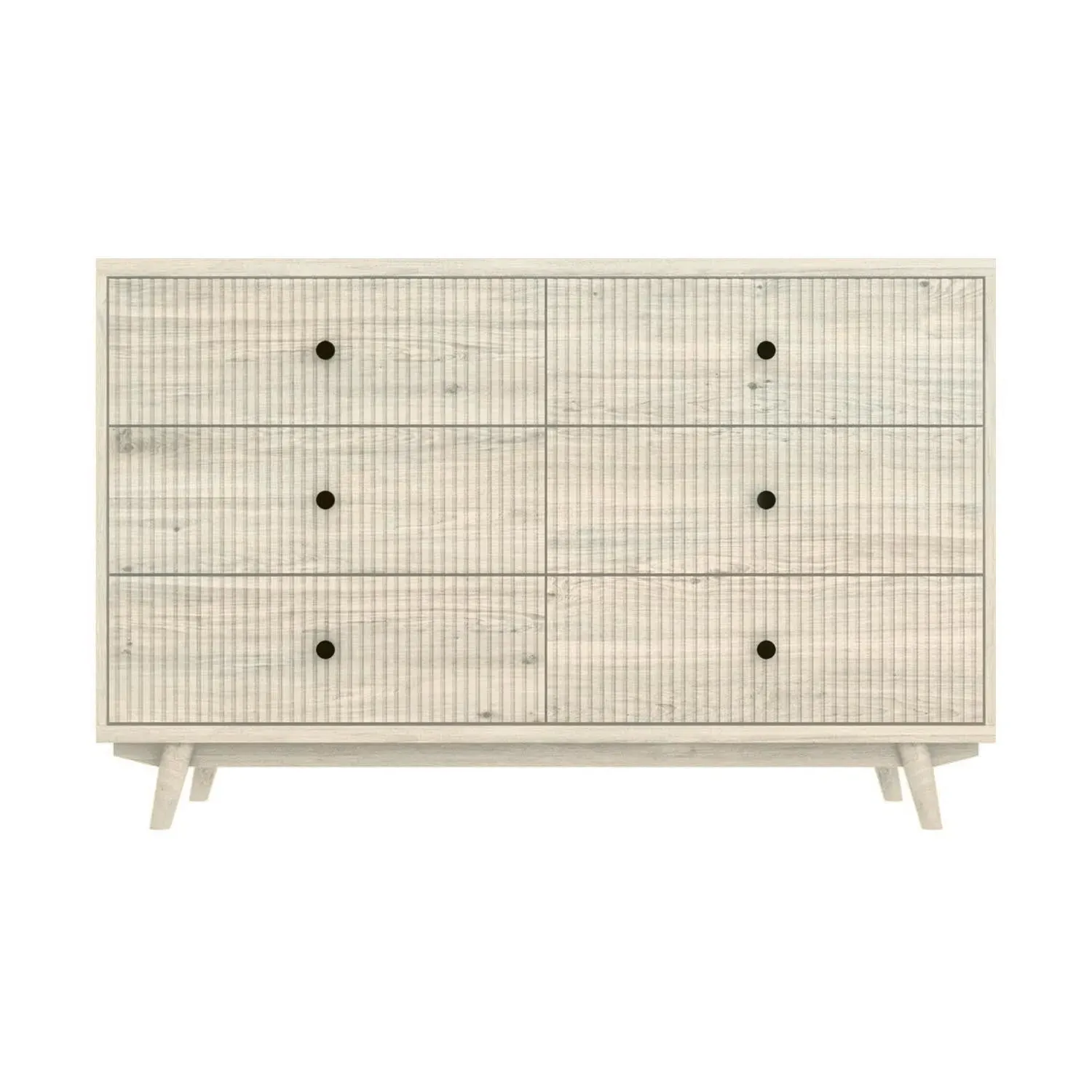 6-Drawer Chest with Legs - Cream, Mango Wood