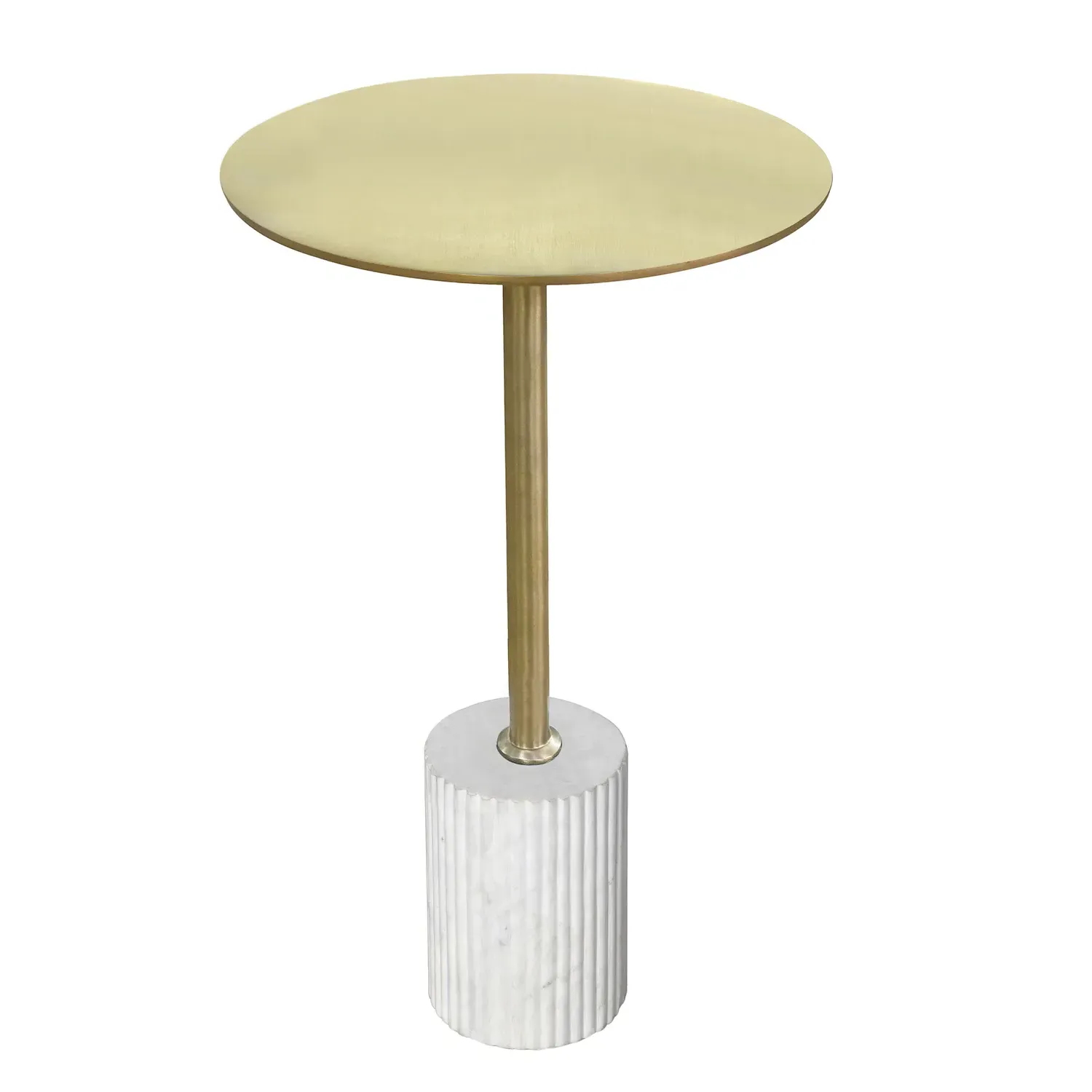 Round Side Table with Marble Base - Gold, Metal