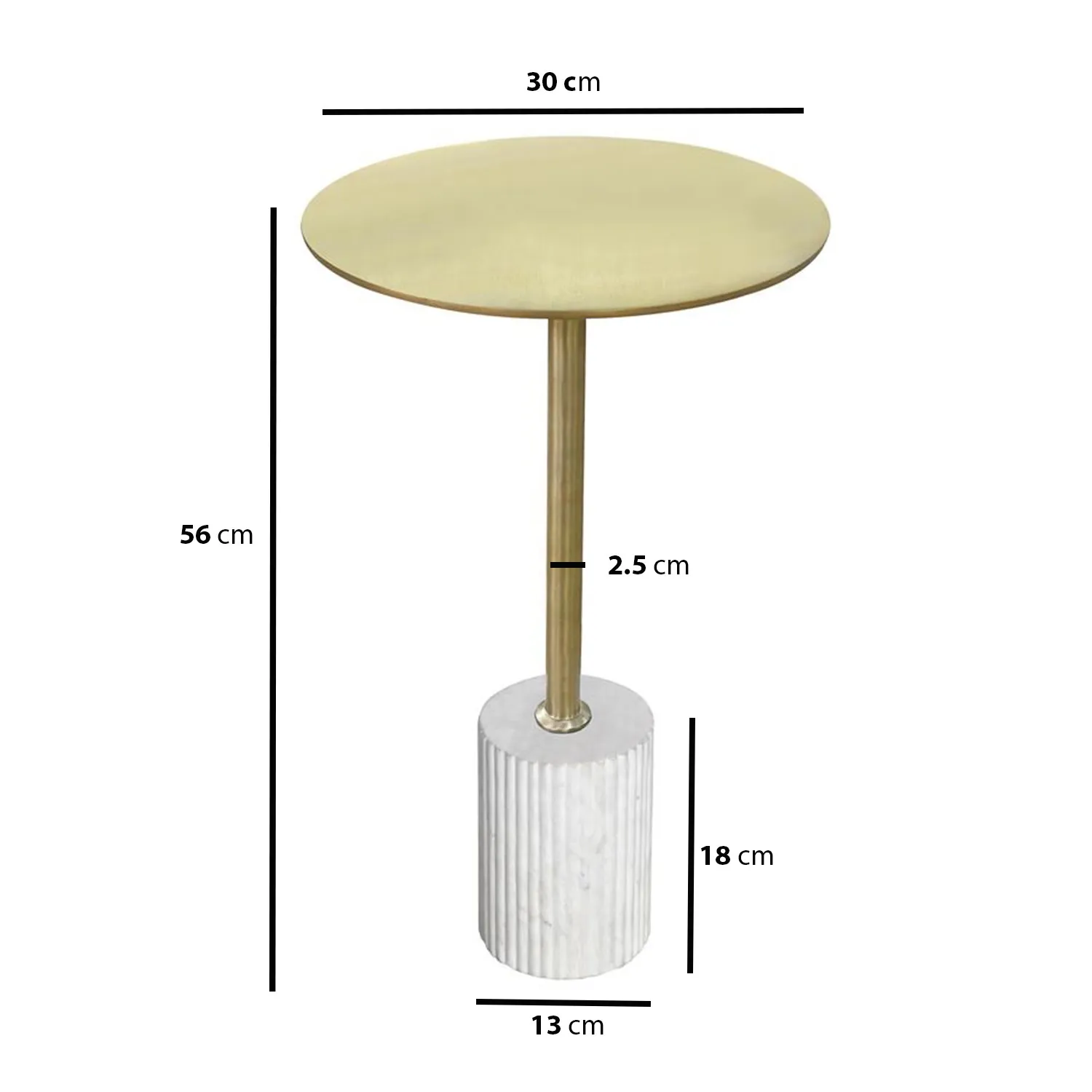 Round Side Table with Marble Base - Gold, Metal
