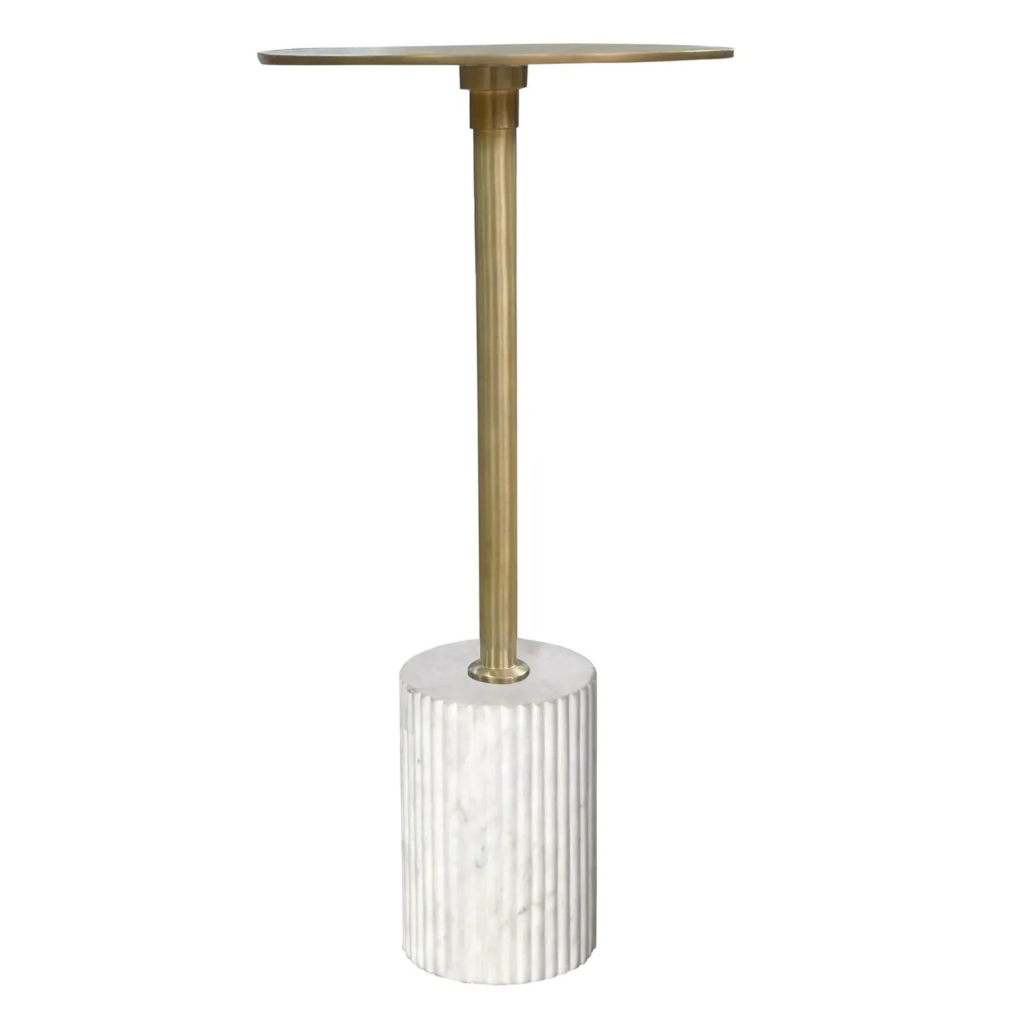 Round Side Table with Marble Base - Gold, Metal