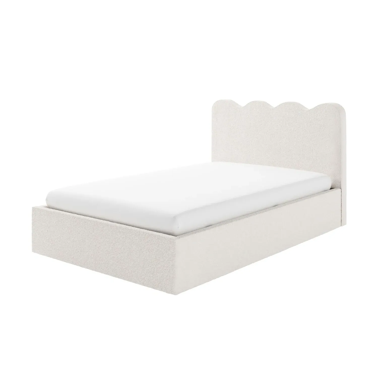 Small Double Ottoman Bed with Storage - Cream, Boucle