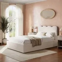 Small Double Ottoman Bed with Storage - Cream, Boucle