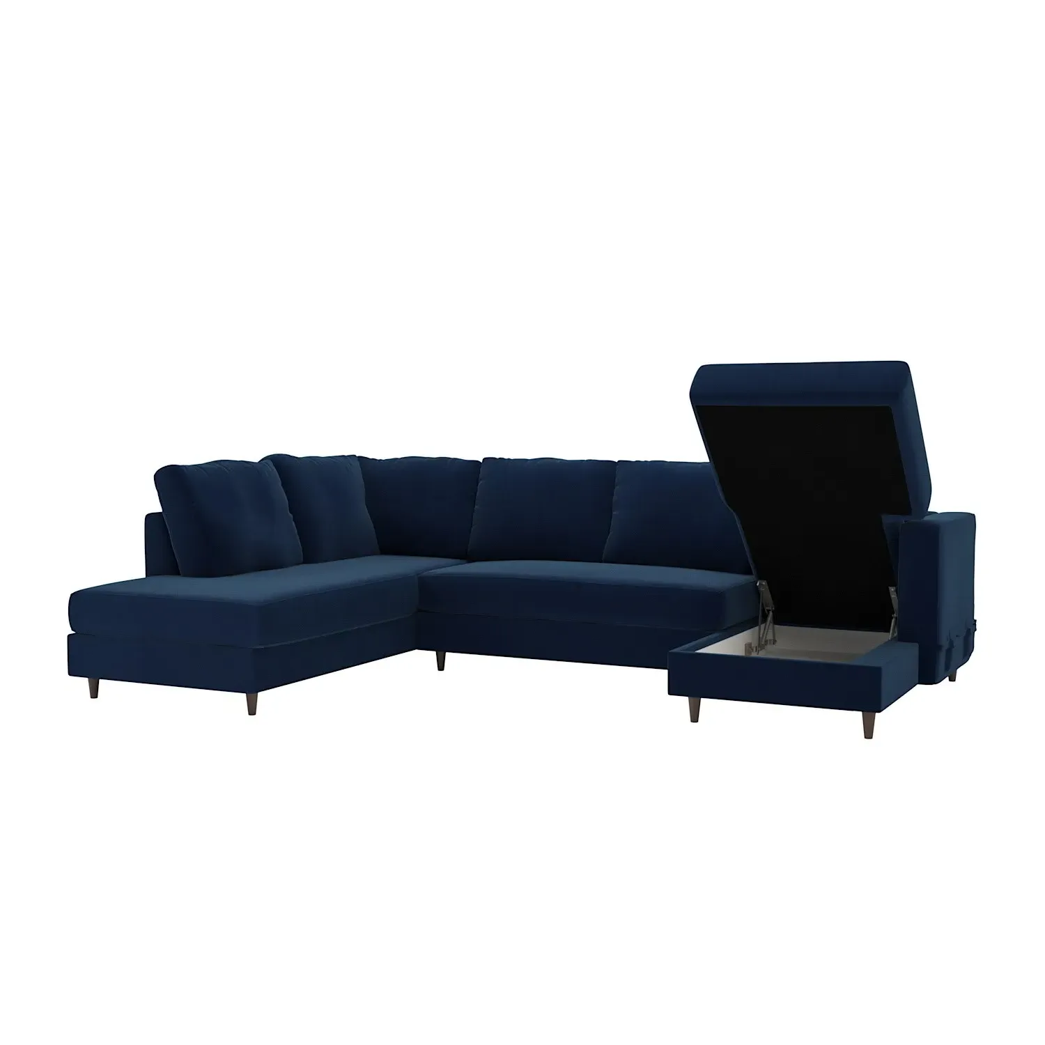 6-Seater U-Shaped Sofa Bed with Storage - Blue