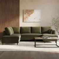 6-Seater U-Shaped Sofa Bed with Storage - Green