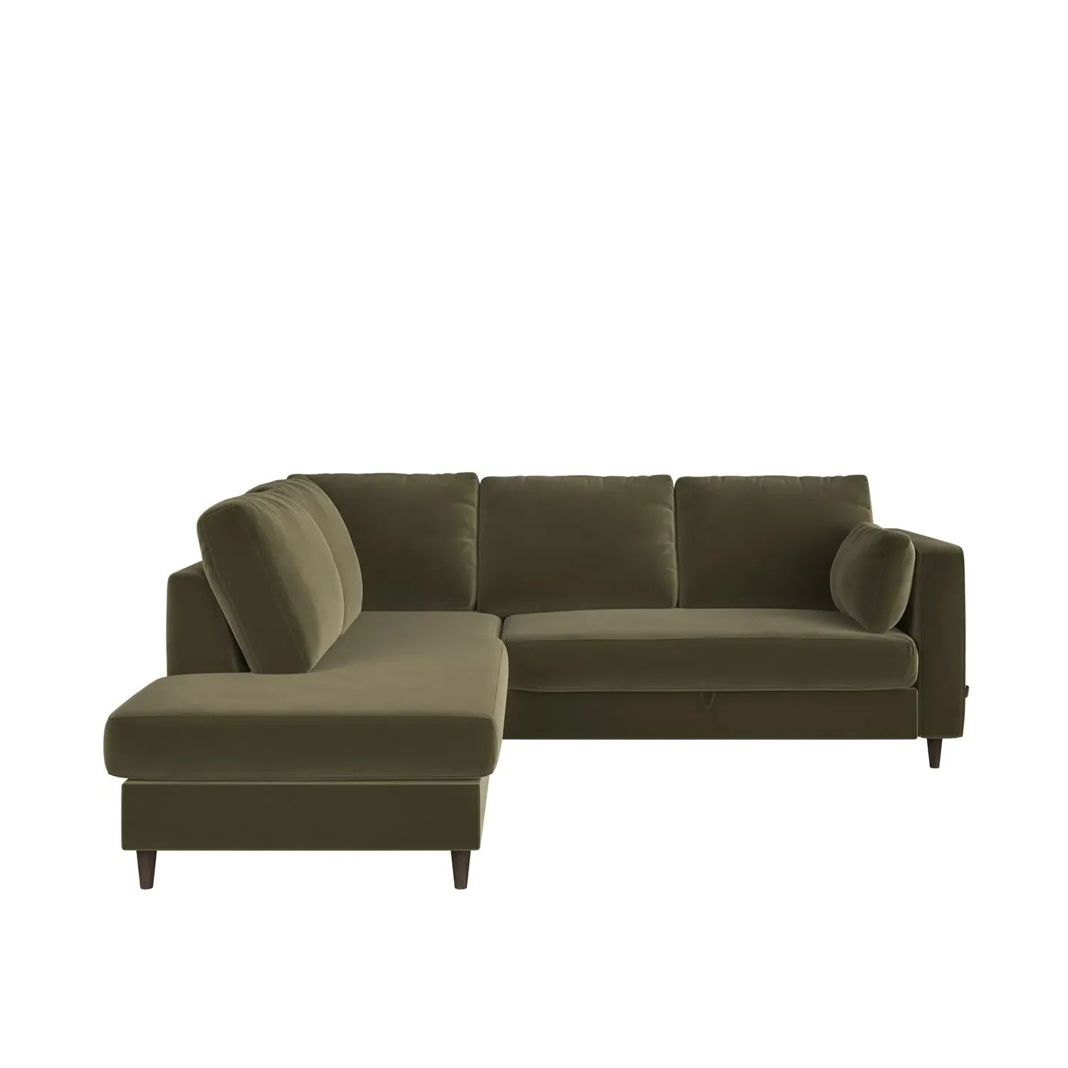 L-Shaped Corner Sofa Bed with Storage - Green, Velvet