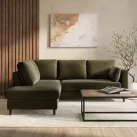 L-Shaped Corner Sofa Bed with Storage - Green, Velvet