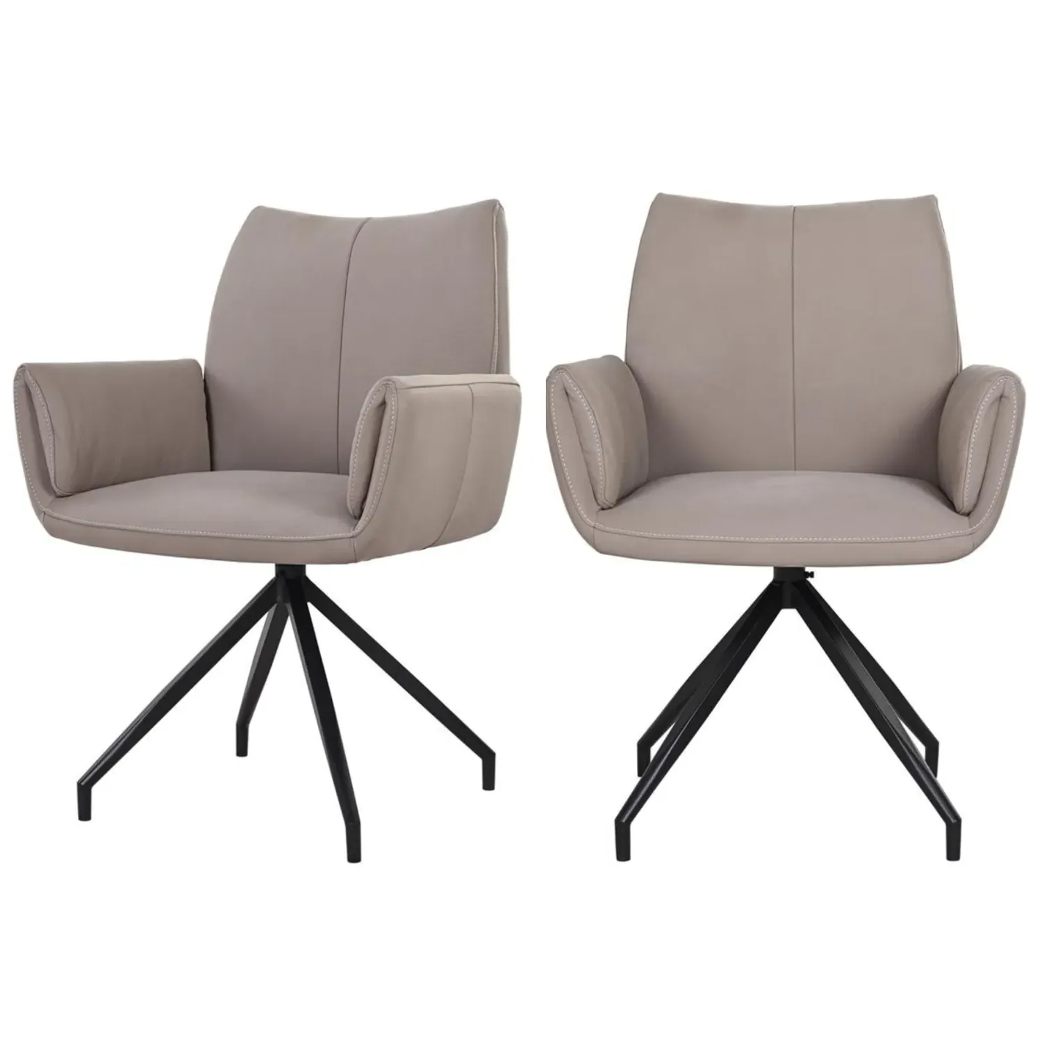 Set of 2 Swivel Dining Chairs - Mink, Leather image