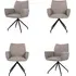 Set of 4 Swivel Dining Chairs - Mink, Leather