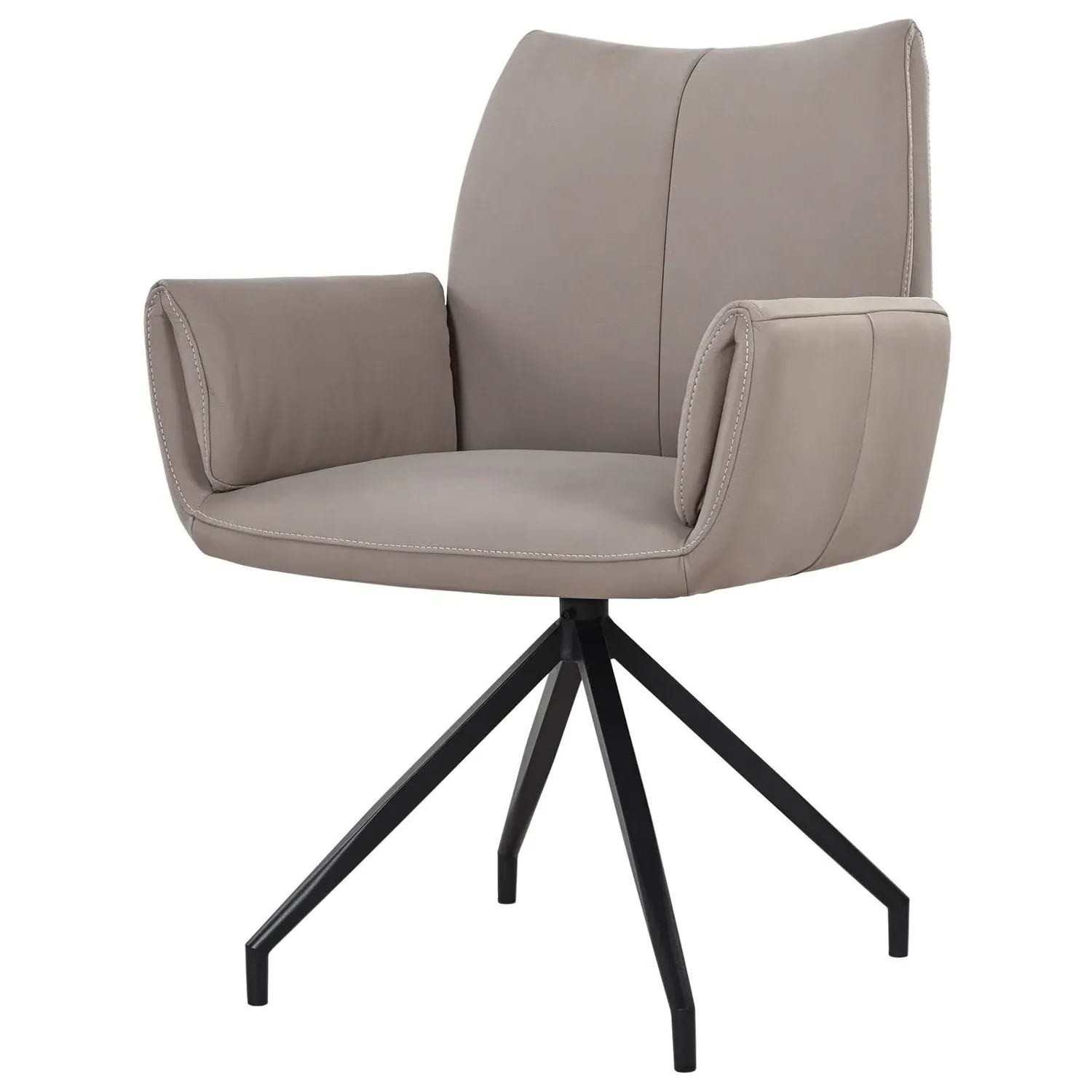 Swivel Dining Chair with Arms - Mink, Leather