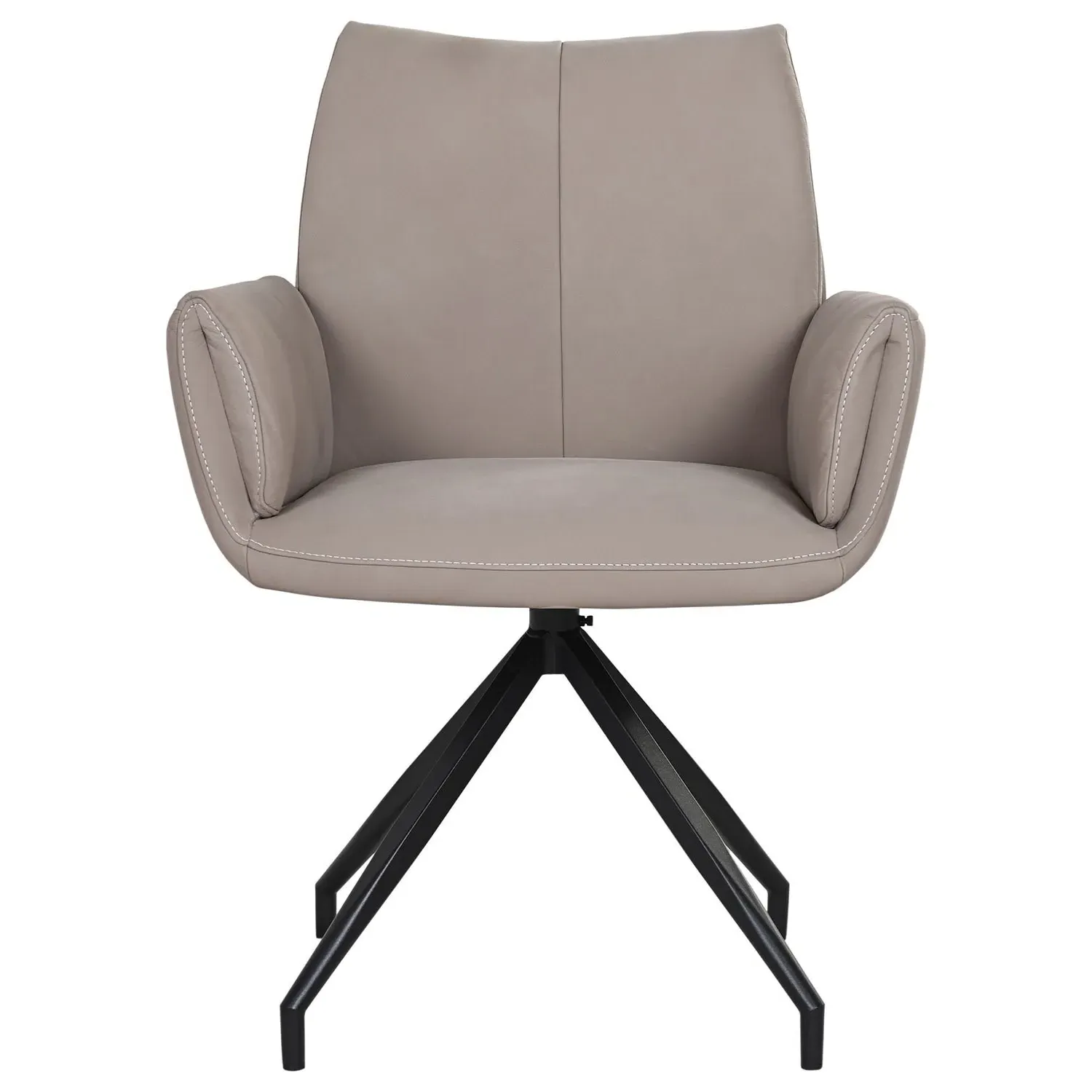 Swivel Dining Chair with Arms - Mink, Leather
