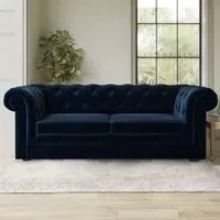 3-Seater Pull Out Sofa Bed - Navy, Velvet
