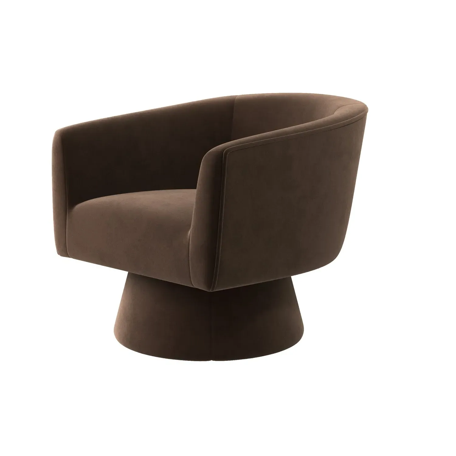 Swivel Accent Chair with 360° Rotation - Brown, Velvet