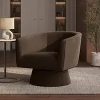 Swivel Accent Chair with 360° Rotation - Brown, Velvet