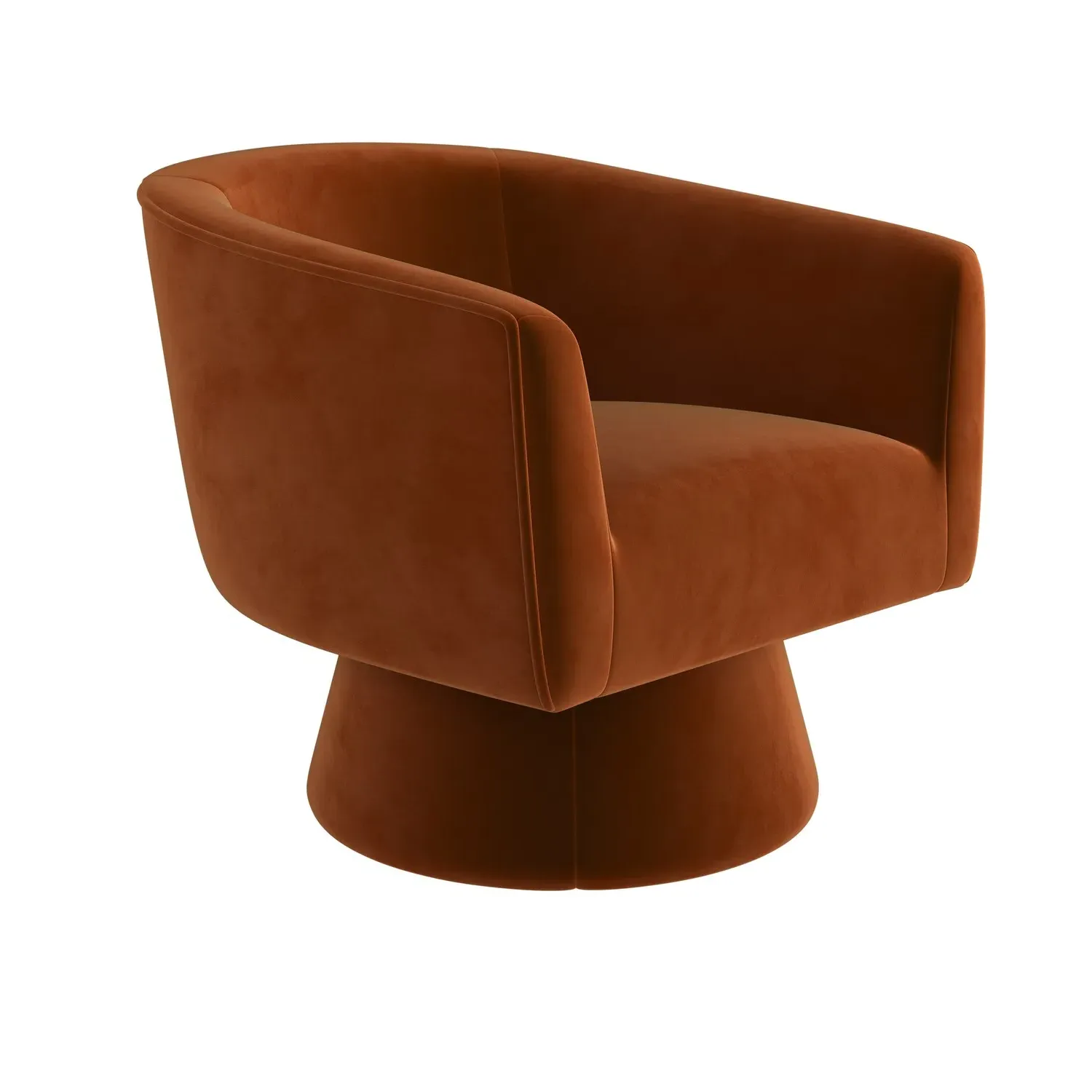 Swivel Accent Chair with 360° Rotation - Orange, Velvet