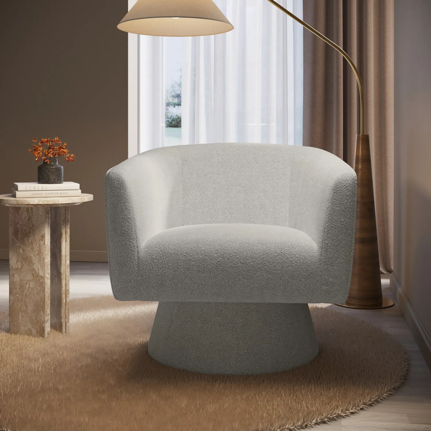 Swivel Nursing Chair with 360° Rotation - Beige