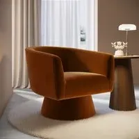 Swivel Nursing Chair with 360° Rotation - Orange, Velvet