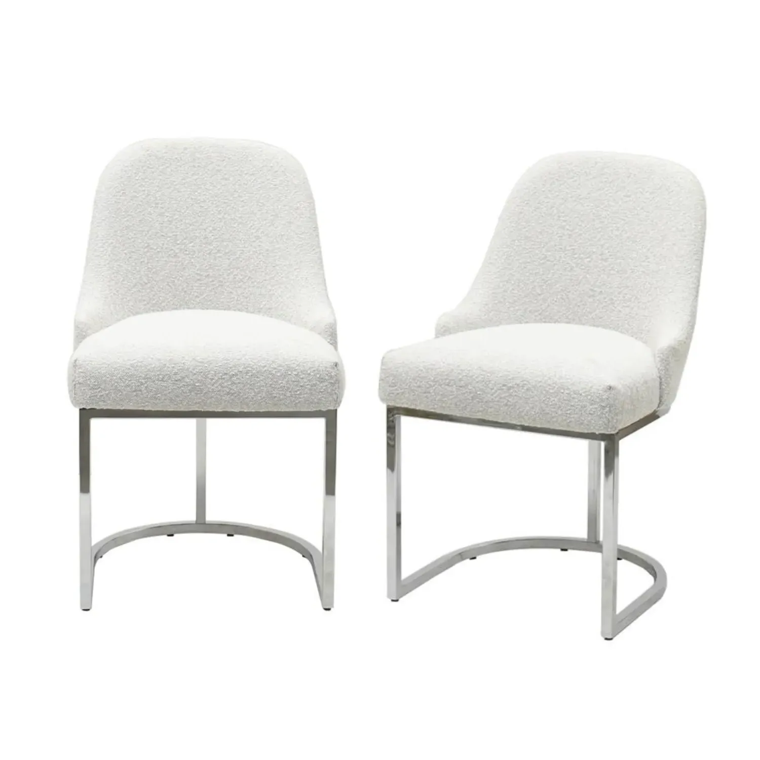 Set of 2 Dining Chairs - Beige, Boucle