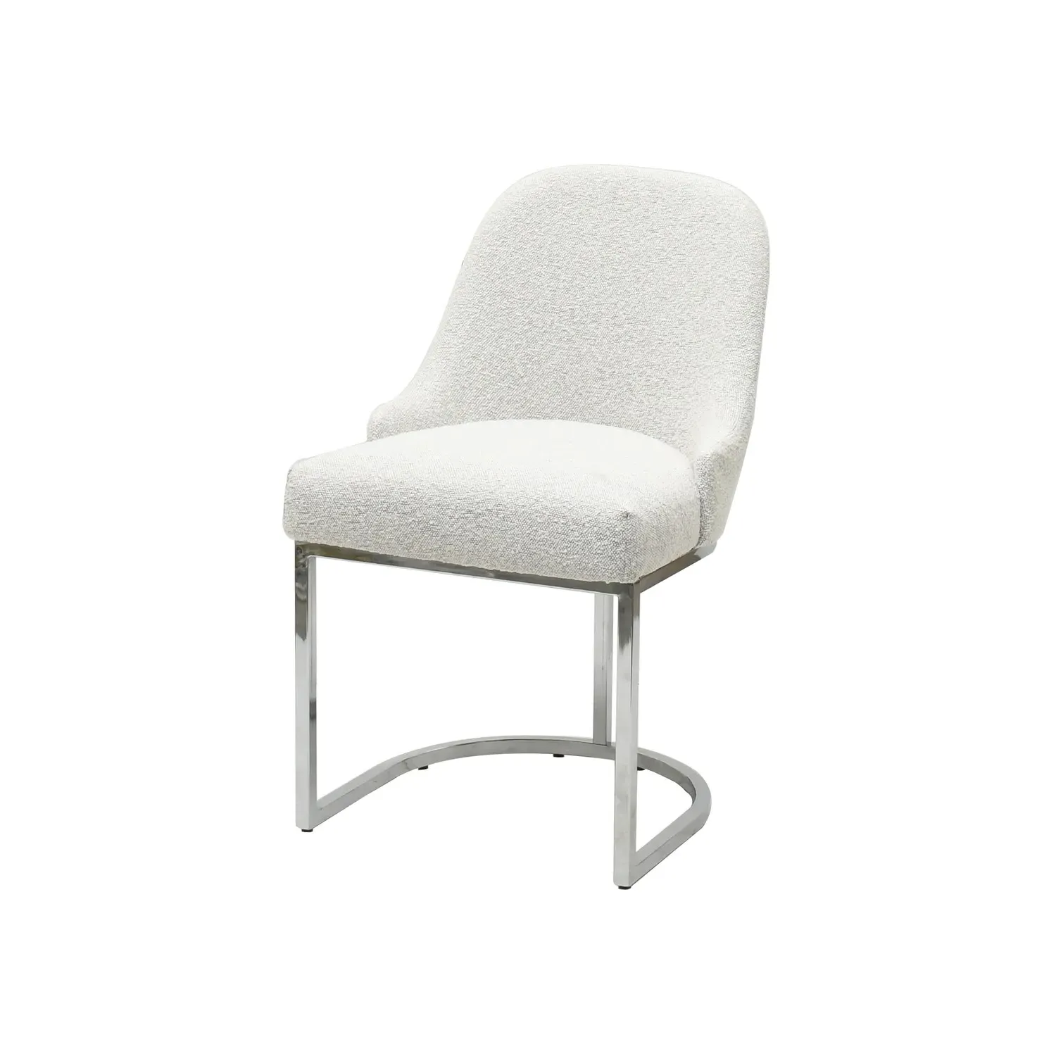 Set of 2 Dining Chairs - Beige, Boucle