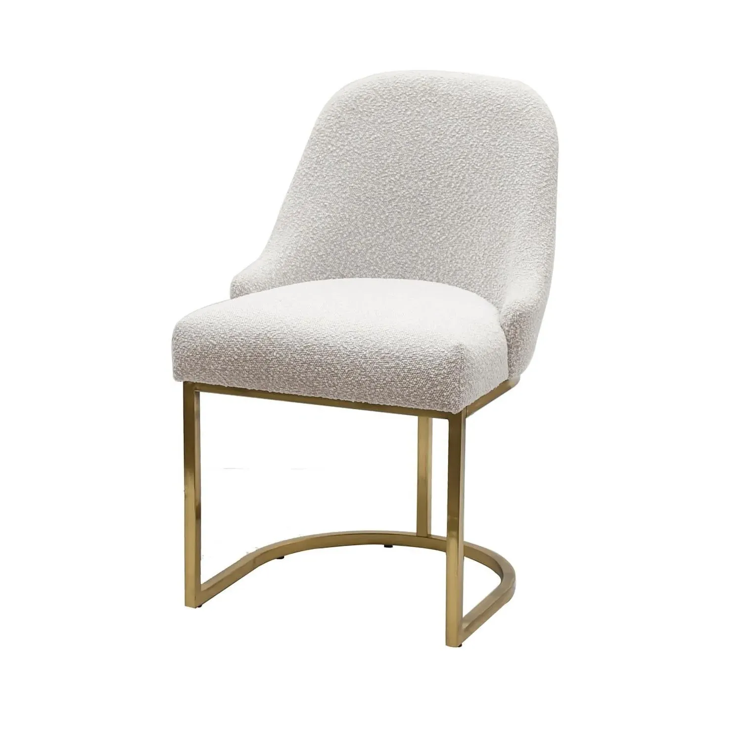 Set of 2 Dining Chairs with Gold Legs - Beige, Boucle