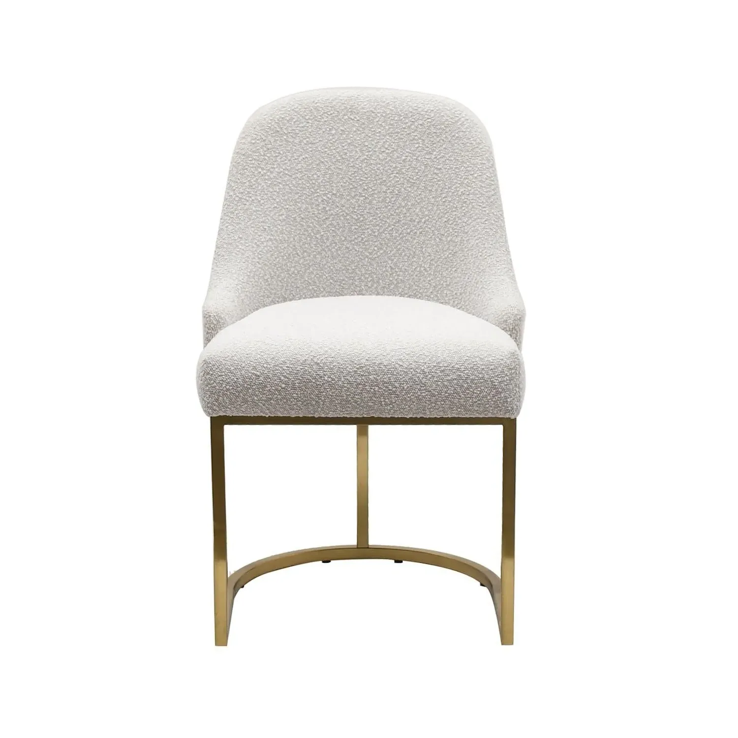 Set of 2 Dining Chairs with Gold Legs - Beige, Boucle