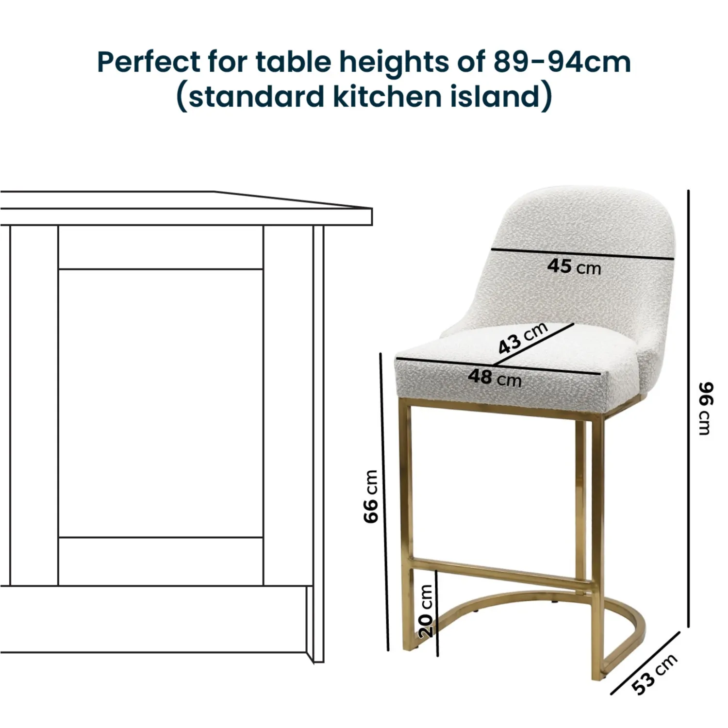 Set of 2 Kitchen Stools with Back - Beige, Boucle